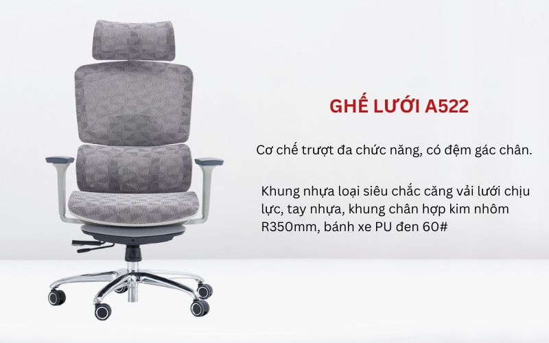 Review 10 mẫu ghế lưới xoay có tựa đầu công thái học tốt cho sức khỏe 